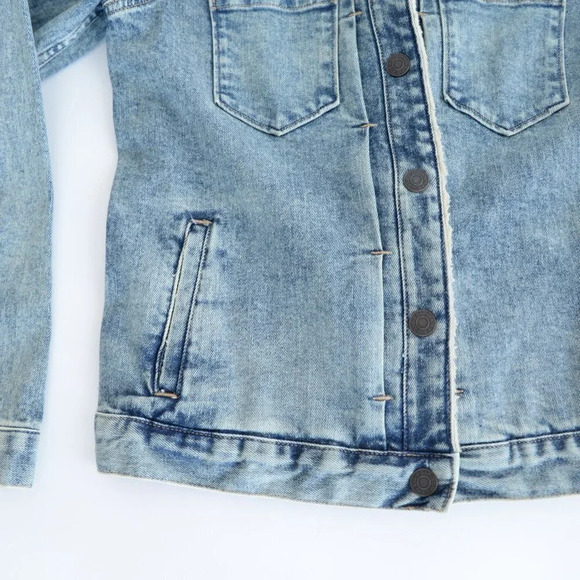 Gap Light Blue Button Up with Sherpa Collar Denim  Jean Jacket Coat XS - Picture 9 of 13